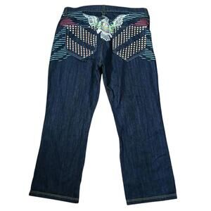 Miskeen Originals 38.5x31 Embroidered Bird Eagle Jeans Men’s